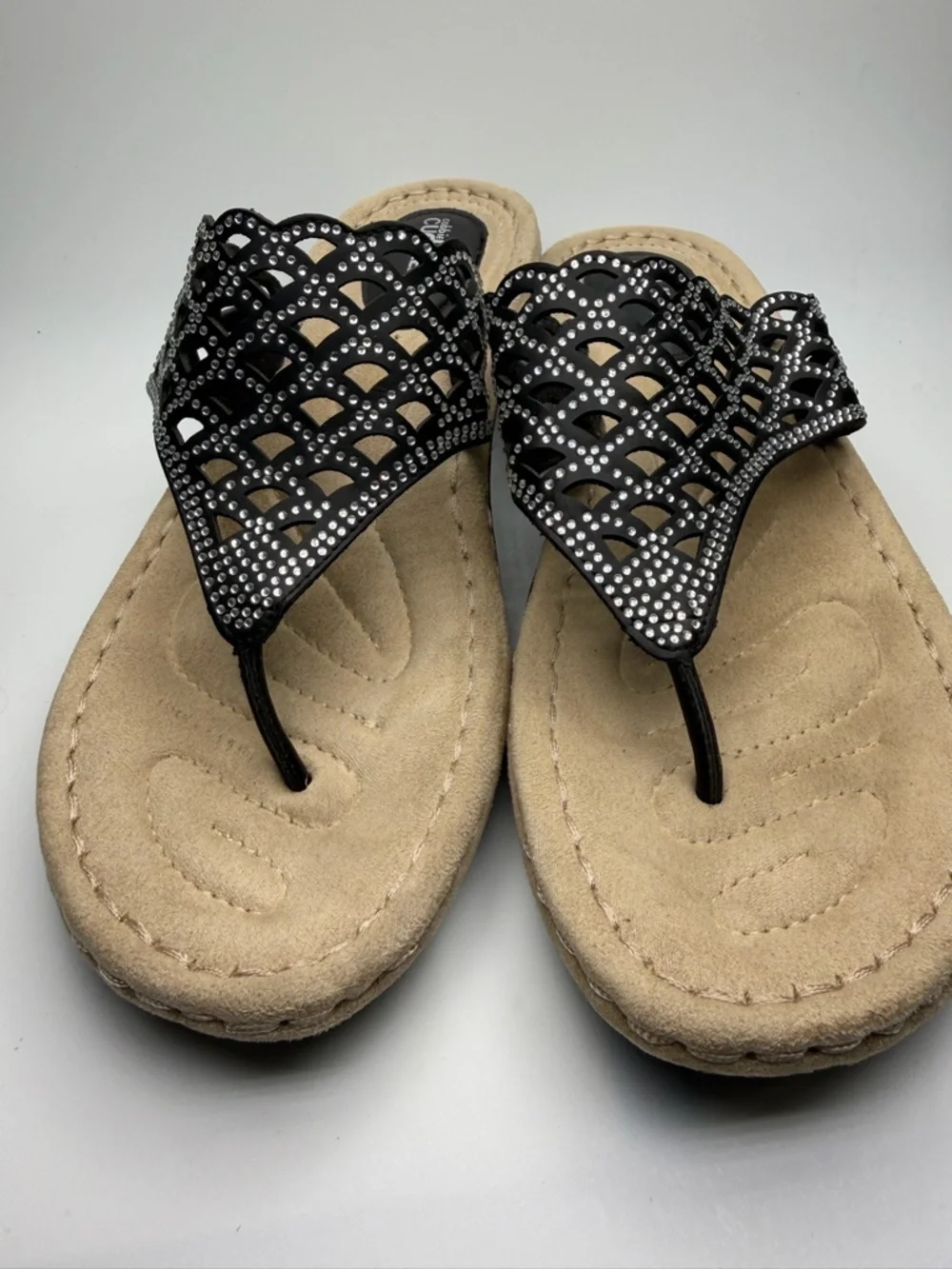 NWOB Connie Cuddles Sandals Size 8.5 Black With Sparkles - Picture 6 of 6